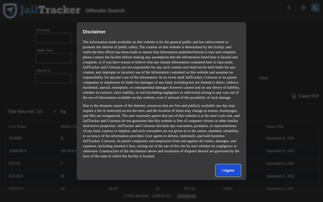 Adair County Regional Jail JailTracker public search interface